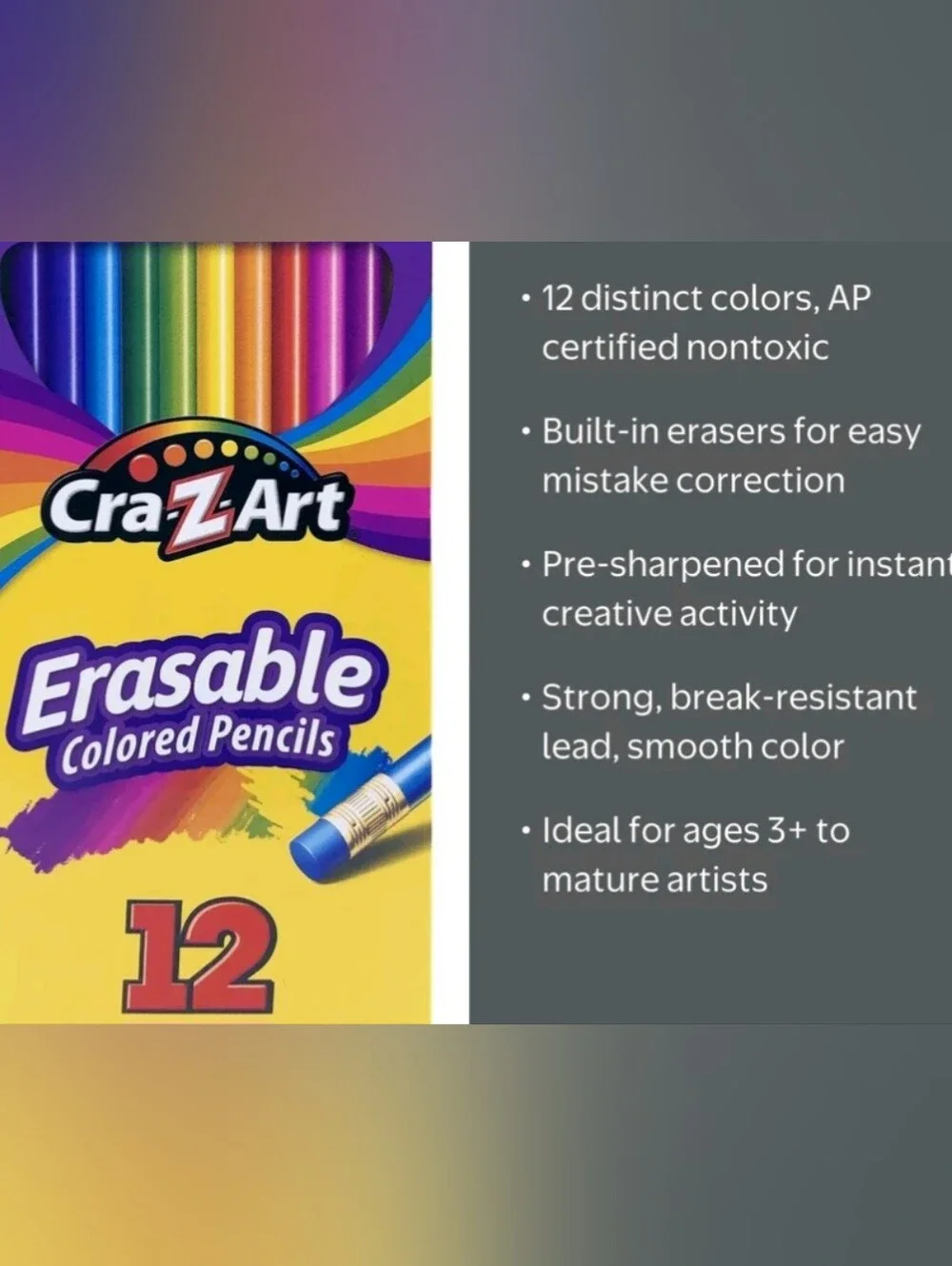 3 Cra-Z-Art Erasable Colored Pencils